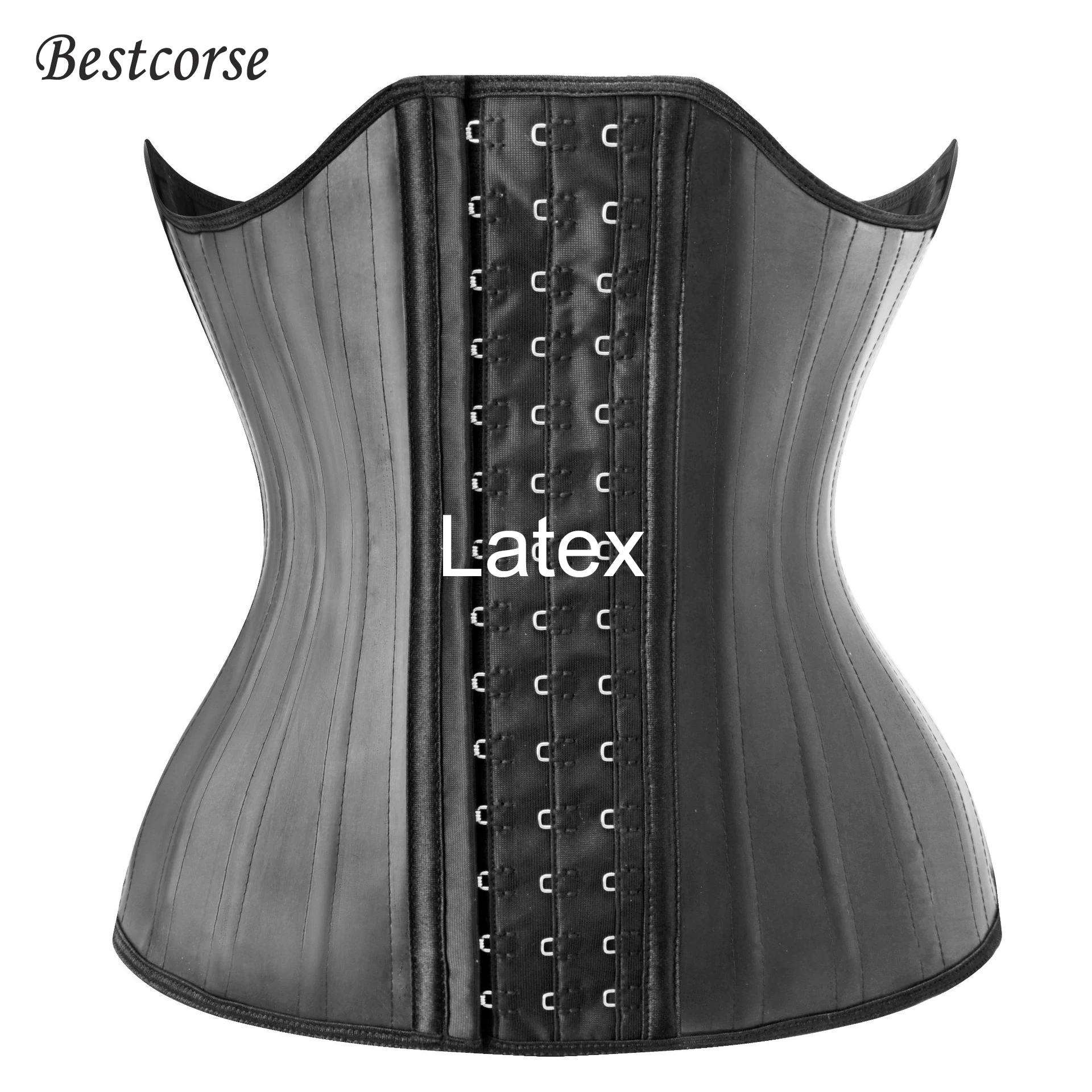 latex waist trainer corset body shapewear slimming belly sheath hourglass shaper workout cincher steel boned zipper girdle black XXS XS 25 Steel Bone Latex Waist Trainer Body Shaper Tummy Slimmer Stomach Belt Belly Hourglass Girdle Corset Women Plus Size