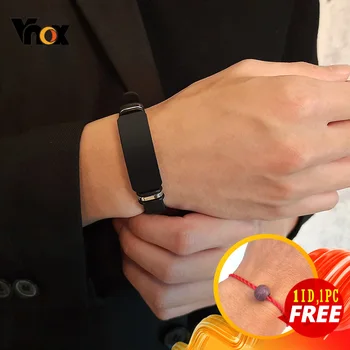 

Vnox 15mm Customize Stainless Steel Bangle for Men Adjustable Silicone Rubber Band Casual Bracelets Gift for Him Family Husband