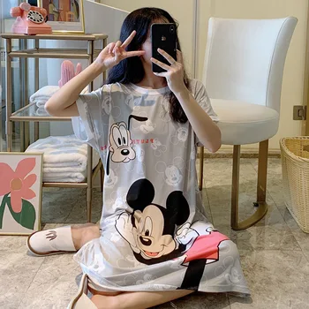 

Women Nightgowns 2020 New Modal Nightdress Female Spring and Summer Round Neck Thin Section Camisola Sexy Women Home Service