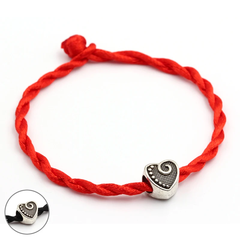 BlackThreadStringBeadsBraceletHandmadeDIYLuckyRedRopeLove