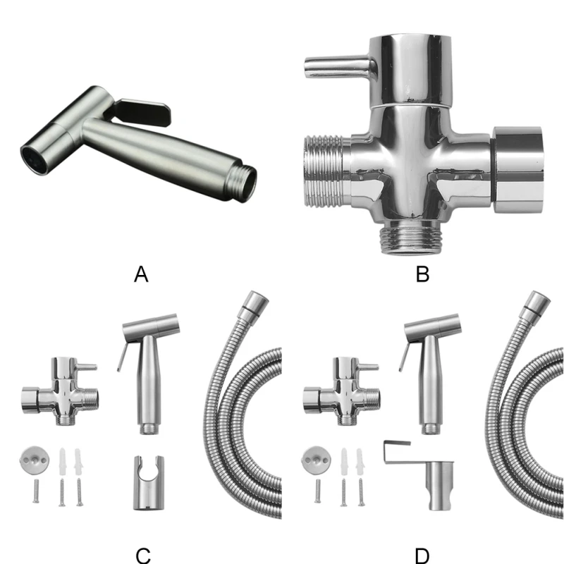 

Handheld Toilet bidet sprayer set Kit Stainless Steel Hand Bidet faucet for Bathroom hand sprayer shower head self cleaning