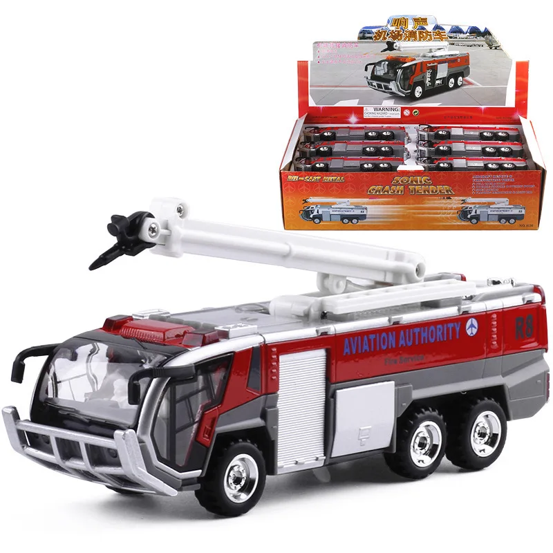 

Diyaduo Metal Car Airport Fire Truck Model CHILDREN'S Toy Car Engineering Vehicle Sound And Light Toy 8130 Non-Packaging