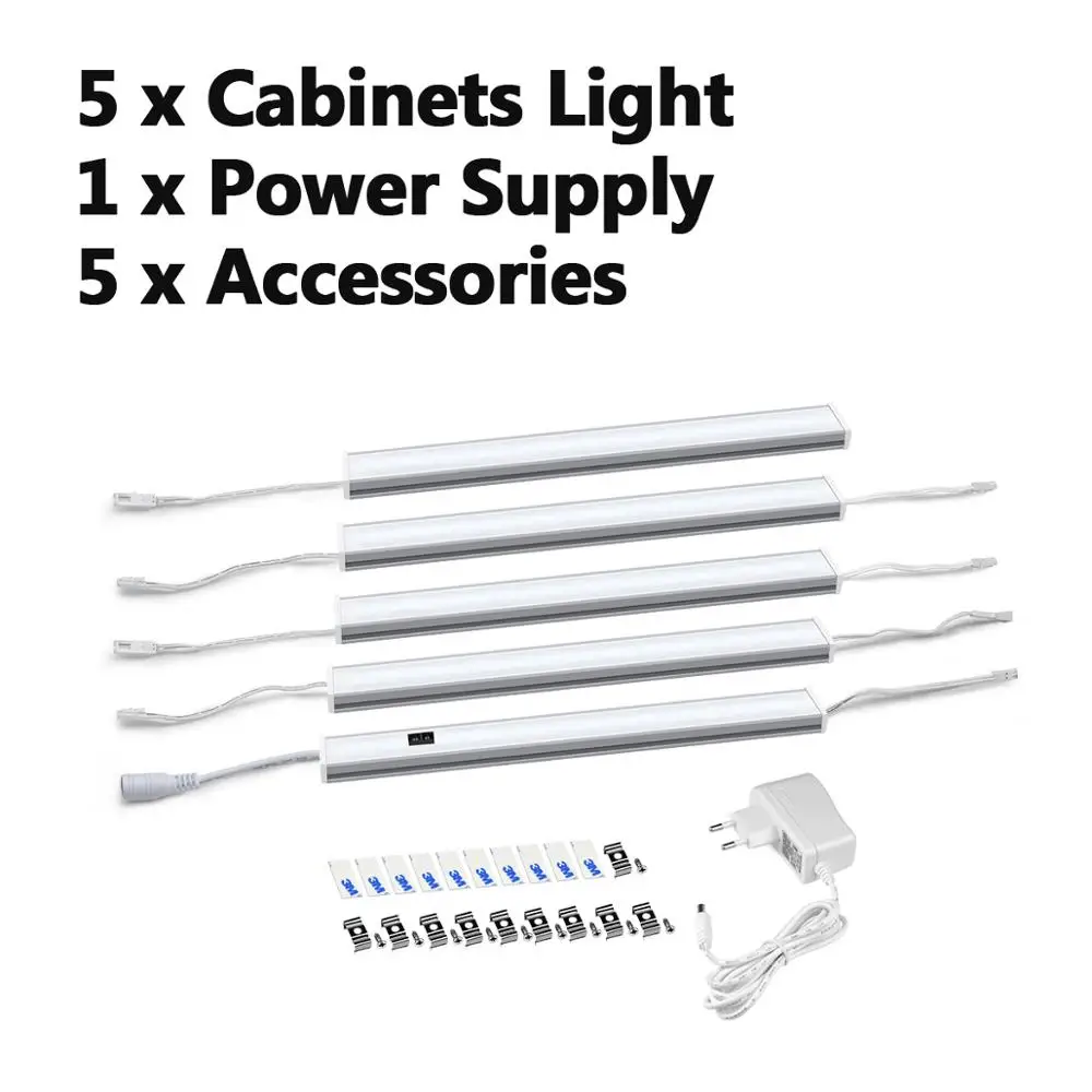 5 Piece with EU Plug Ручная развертка вкл/выкл последовательным подключением светодиодный трубчатая балка Светильник лампы 12V для Кухня светильник ing шкаф прикроватная лампа 110 V-220 V - Цвет: 5 Piece with EU Plug