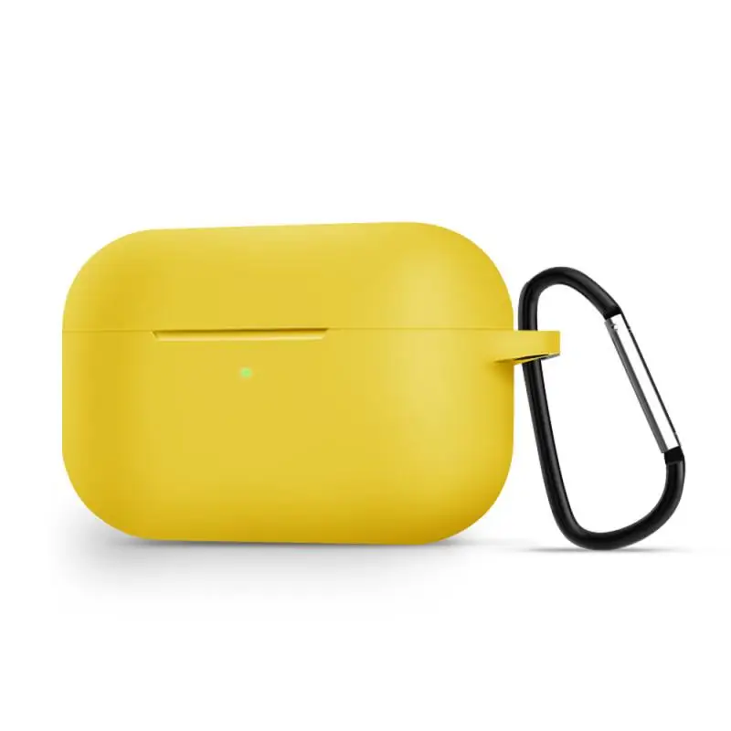 Сплошной цвет простота мягкий силиконовый амортизирующий защитный чехол для AirPods Pro с крюком - Цвет: Yellow