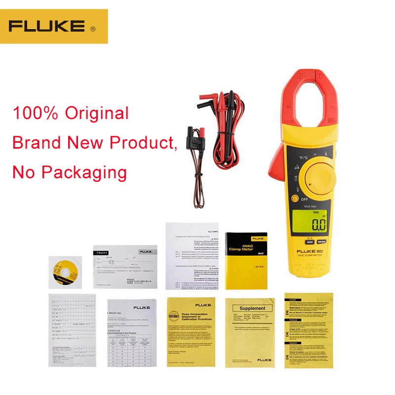 100% оригинал Fluke 902 True RMS HVAC клещи с NIST-отслеживаемым сертификатом калибровки