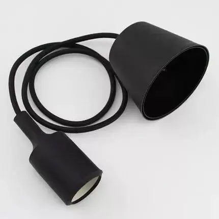 Black E27 цветная лампа, подвесной светильник из проволоки для ресторана, бара, цветная модная подвесная проволока, 1 метр, Потолочная плетеная силиконовая лампа - Цвет корпуса: Black