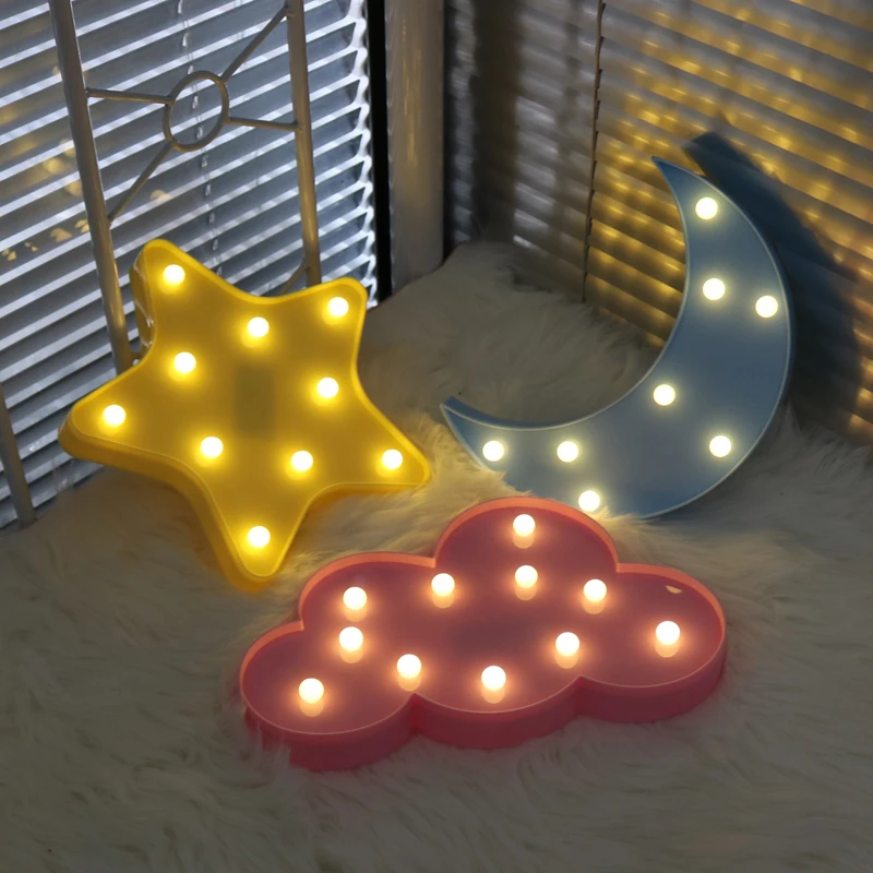 Модный Светодиодный Светильник-ночник с милой звездой и луной, настенный Настольный светильник для детской комнаты, модный мини 3D Рождественские подвесные украшения