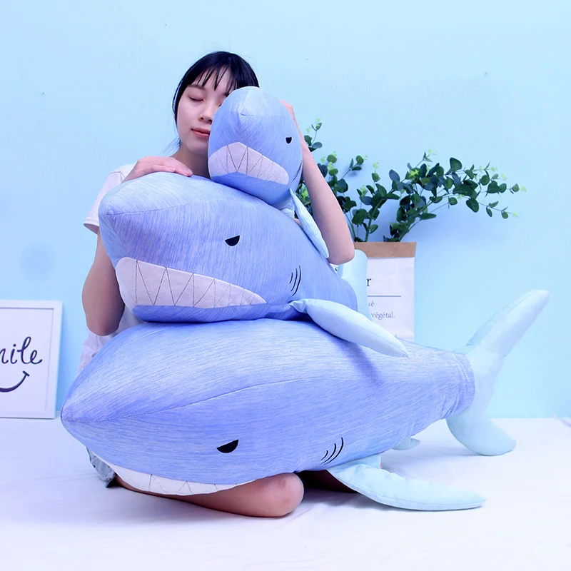 

New Kawaii Big Simulation Shark Plush Long Pillow Toys Soft Cartoon Whale Stuffed Doll Nap Sleep PIllow Cushion Kids Boys Gifts