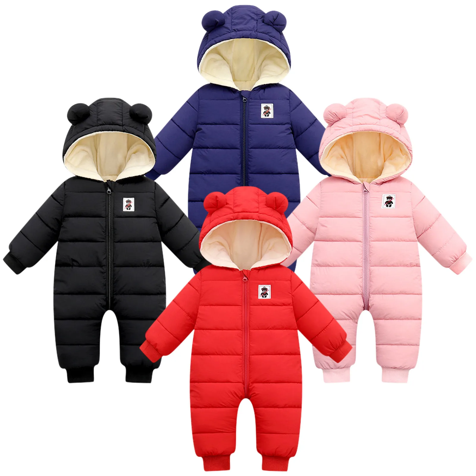 

Winter Infant Baby Clothing New Baby Boys Thick Down Cotton Jumpsuit Girls Long-sleeved Hooded Romper Bebe Coat Outwear Jacket