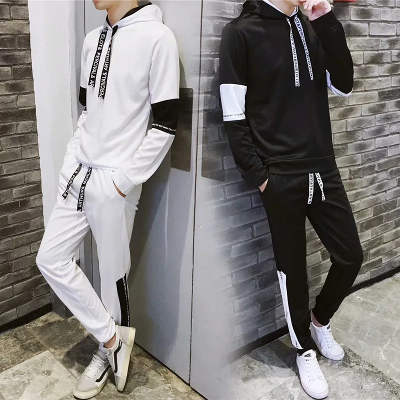 

2018 New Style Men's Casual Set Cap Coat Athletic Pants Two-Piece Set Autumn & Winter Korean-style Popular Brand Teenager Studen