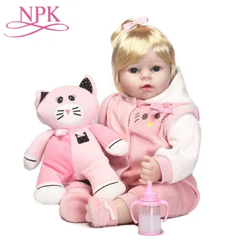 

55CM Silicone Baby Dolls with Plush Cat Toy Realista Reborn Doll Christmas Birthday Gift for Girls Bebe Reborn Doll