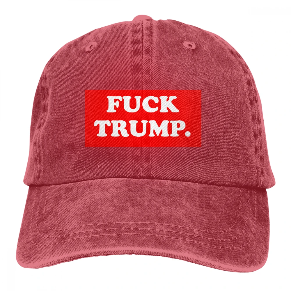 Fxxk Trump Casquette черные унисекс Мужские Женские джинсовые бейсболка с ремешком кепки регулируемые Гольф папа шляпа