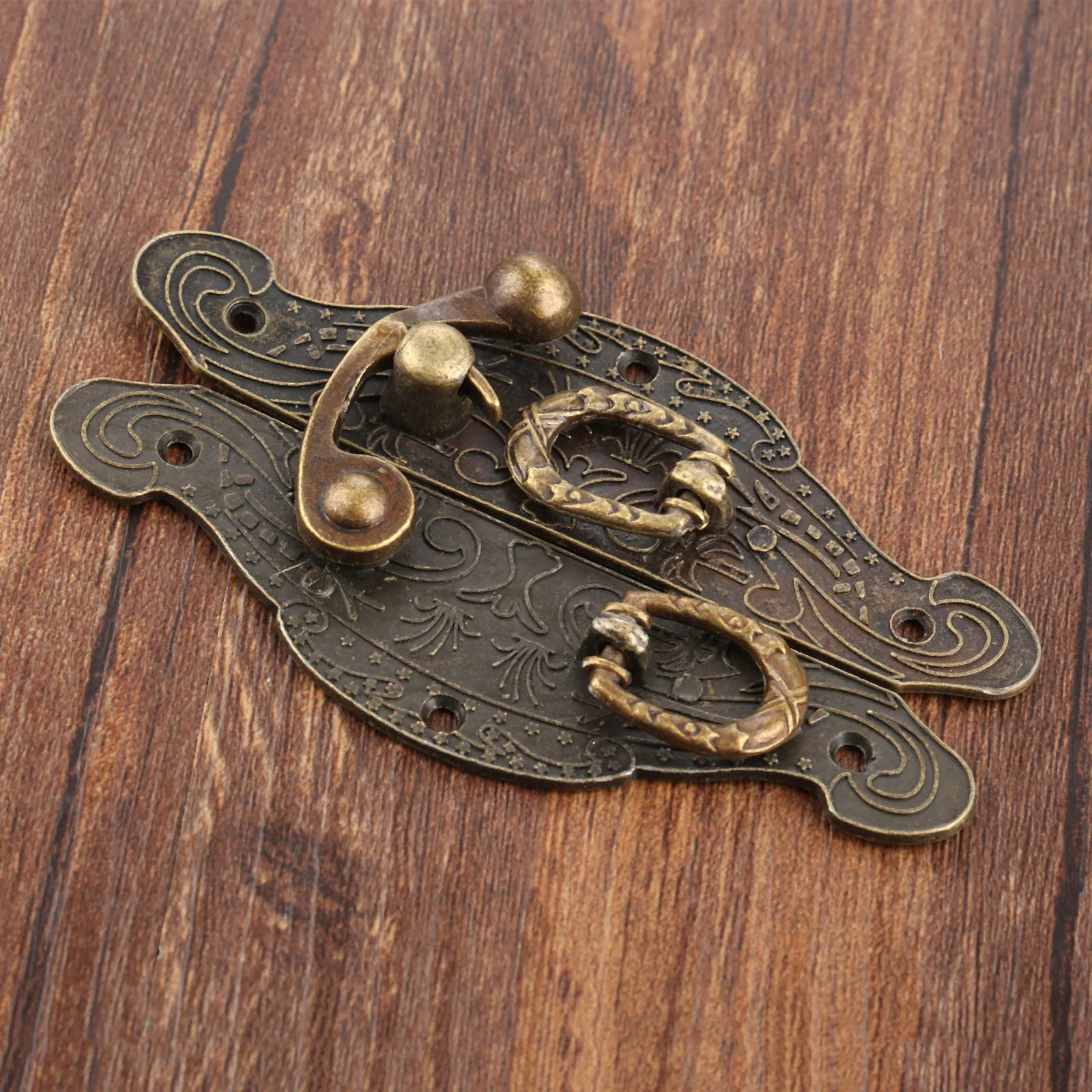 1PC Antique Box Latch Hasp Vintage Wooden Gift Box Toggle Lock Alloy Buckle Latch Hook Furniture Hardware Zinc Alloy 90*50mm