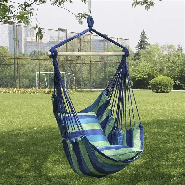 Outdoor Hammock Swing Thicken Chair Garden Hanging Swing Chair Relaxation Canvas Swing Travel Camping Lazy Chair With 2 Pillow 1