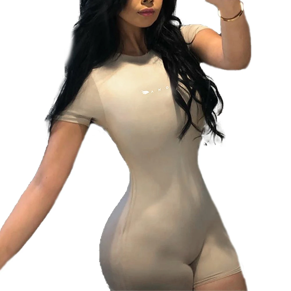 

Women's Sexy Bodycon Casual Short Sleeve Club Rompers One Piece Side Drawstring Short Jumpsuit