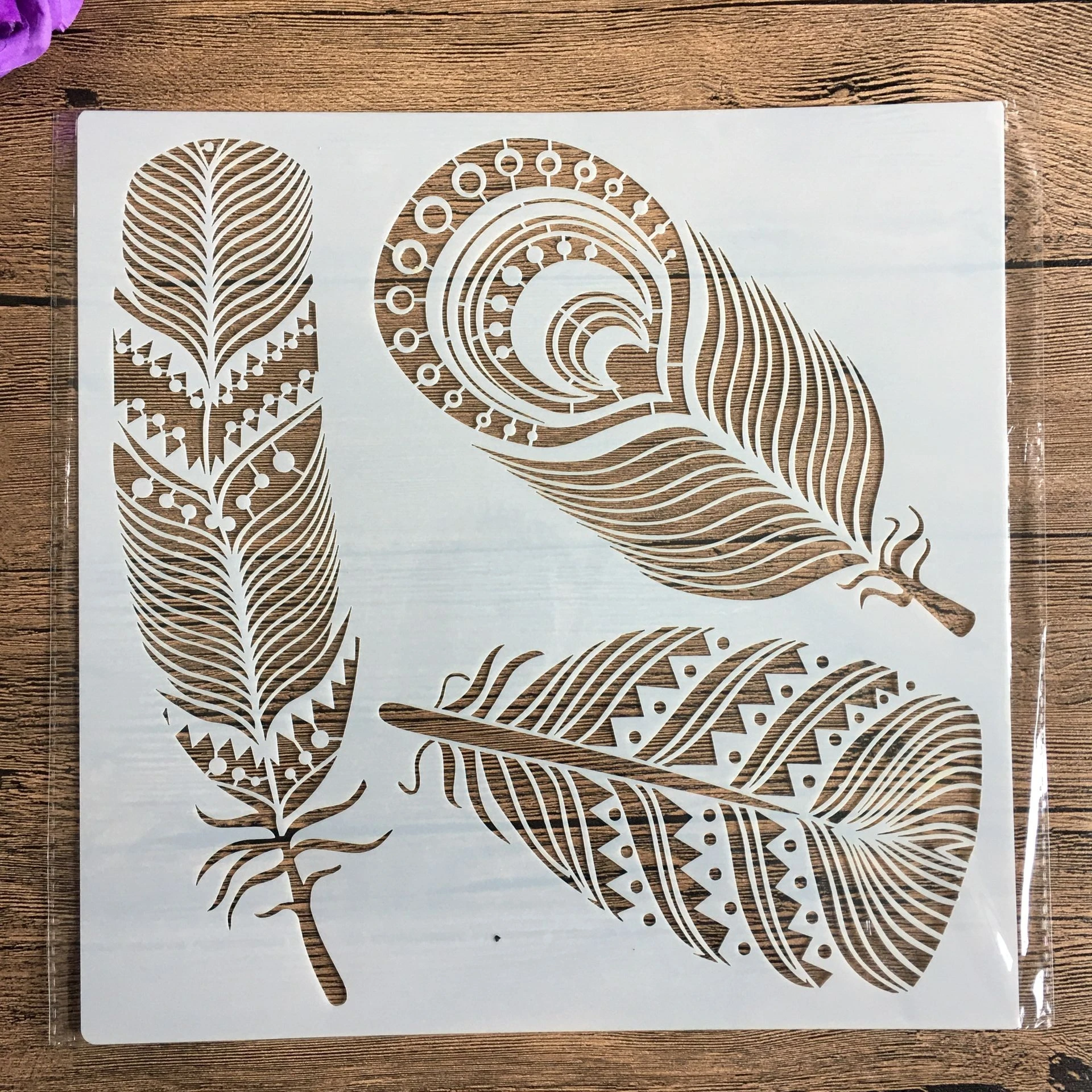 

30 * 30cm size diy craft mandala feather mold for painting stencils stamped photo album embossed paper card on wood, fabric,wall