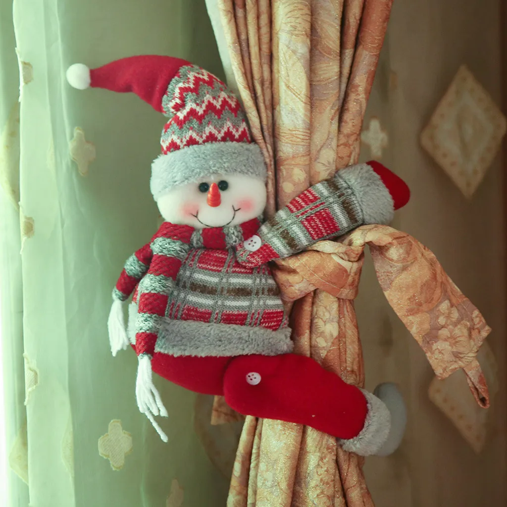 Рождественский Санта Клаус, лось, снеговик, кукла, занавеска, пряжка, вечерние, Декор, подарок, для дома, занавески, аксессуары, anneau rideau F927