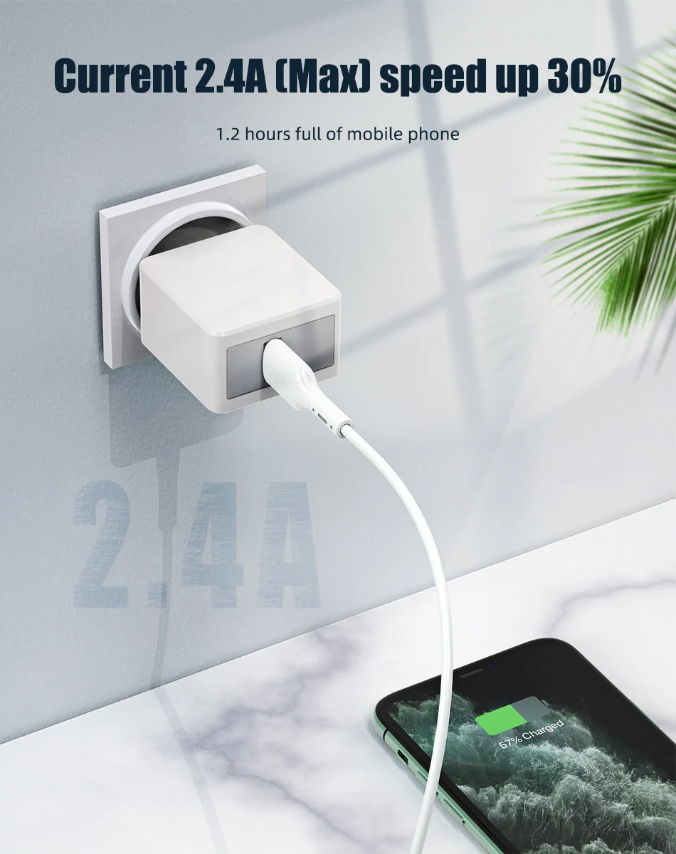 !ACCEZZ 2.4A USB Quick Charge 3.0 EU UK Wall Charger for iPhone SE 2020 Note 8 Realme 5 Pro Portable Fast Charging Phone Adapter (3)