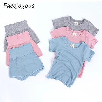 

Kids Clothes Set Baby Girls Pajamas Sets Summer Short Style Boys Nightwear 2pcs Cotton Solid Color Toddler Pajamas Set