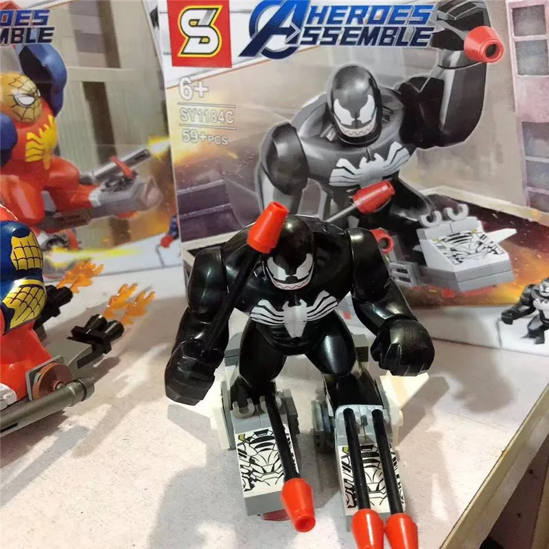 40 шт./лот SY1184 Супергерои Мстители Железный человек робот Халк Buster venom наборы Строительный Блок Детские игрушки edcation модель детские игрушки