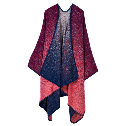 Плюс размер кардиган зимние шарфы женские осенние кашемировый пончо одеяло вязаная шаль накидка Кашемировый Шарф пончо теплые пашмины - Цвет: red4
