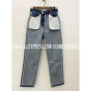 

Jeans Women's Mid-Waist Women's Jeans Pocket Boyfriend Jeans Reverse design Denim Straight Fashion casual pants Trousers