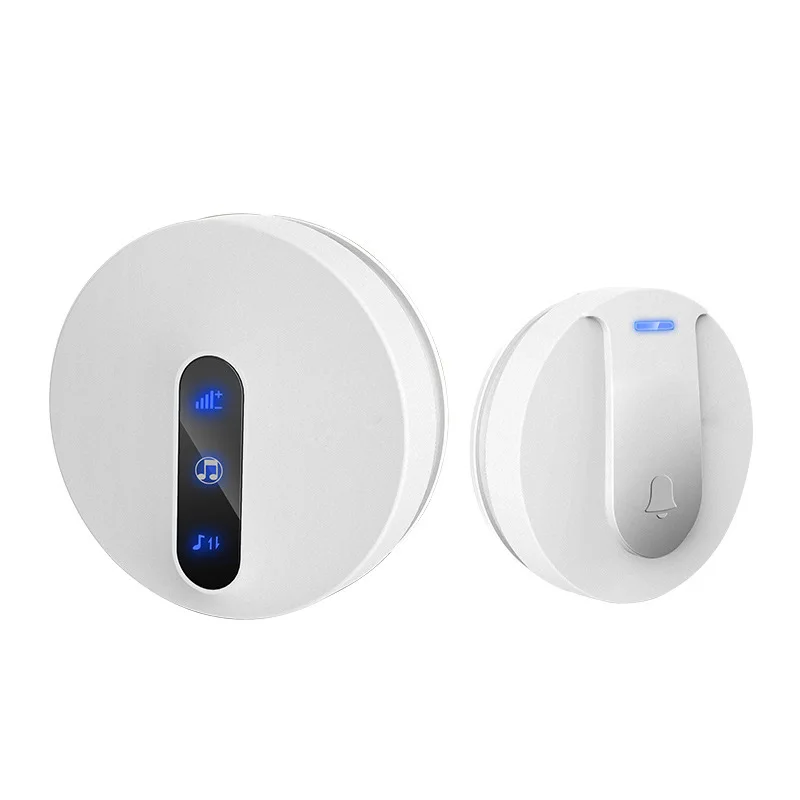 

ABKT-Waterproof Home Wireless Doorbell Self-Powered Led Light No Battery Cordless Bell 58 Chime 1 Button 1 Receiver(Eu Plug)