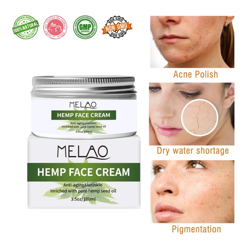 

Natural Organic Hemp Seed Oil Facial Moisturizer For sensitive dry and oily anti-wrinkle anti-aging skin care product Hot Sale