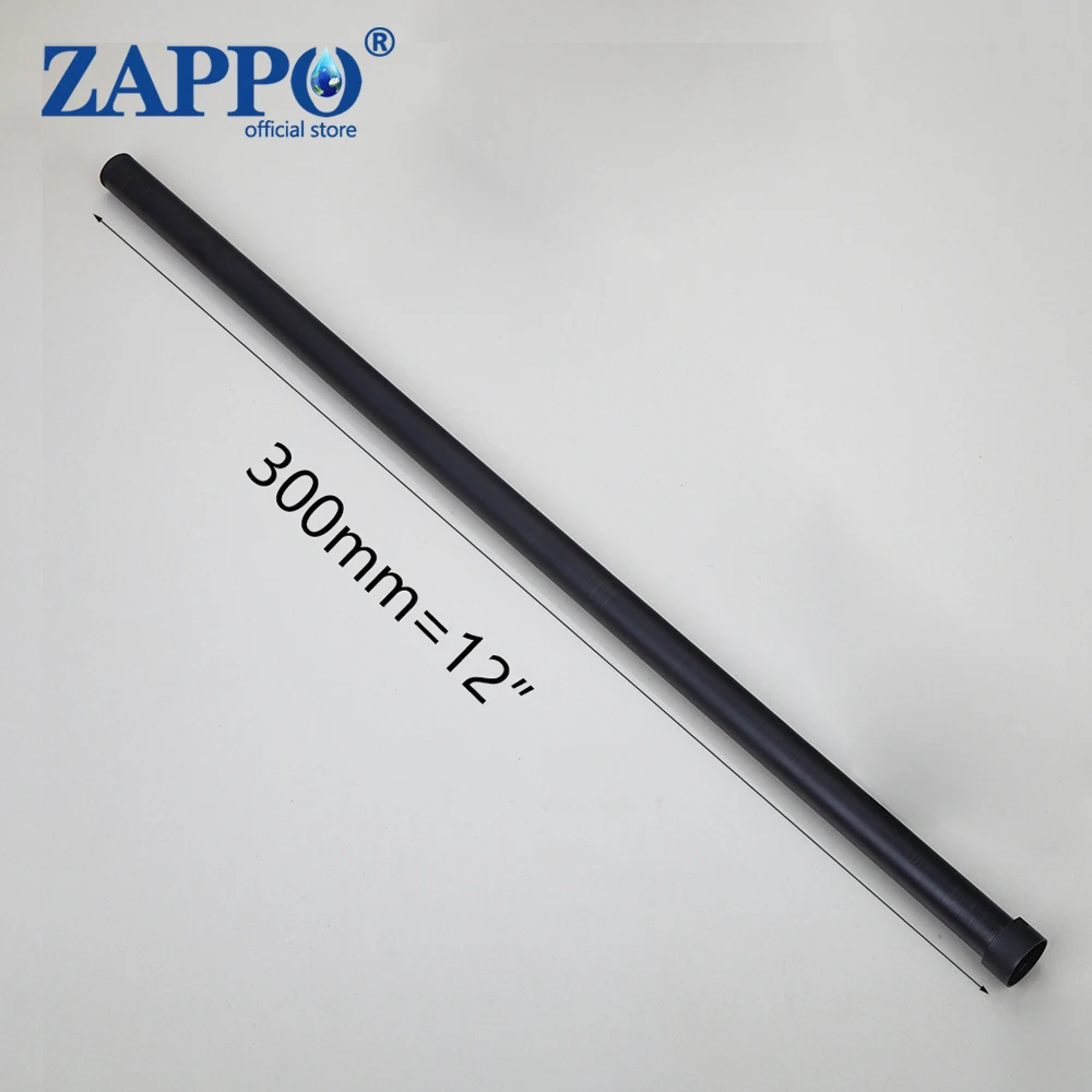 ZAPPO Extension Tube Extension Pipe Shower Bar Rod Wall Mounted Matte Black 303MM Stainless Steel Pipe For Shower Faucet