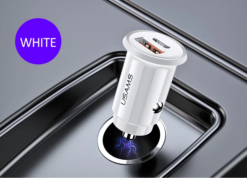 USAMS 5A USB Автомобильное зарядное устройство 30 Вт для Xiaomi Mi huawei QC4.0 QC3.0 Быстрая зарядка PD Зарядное устройство USB C планшет зарядное устройство для мобильного телефона адаптер