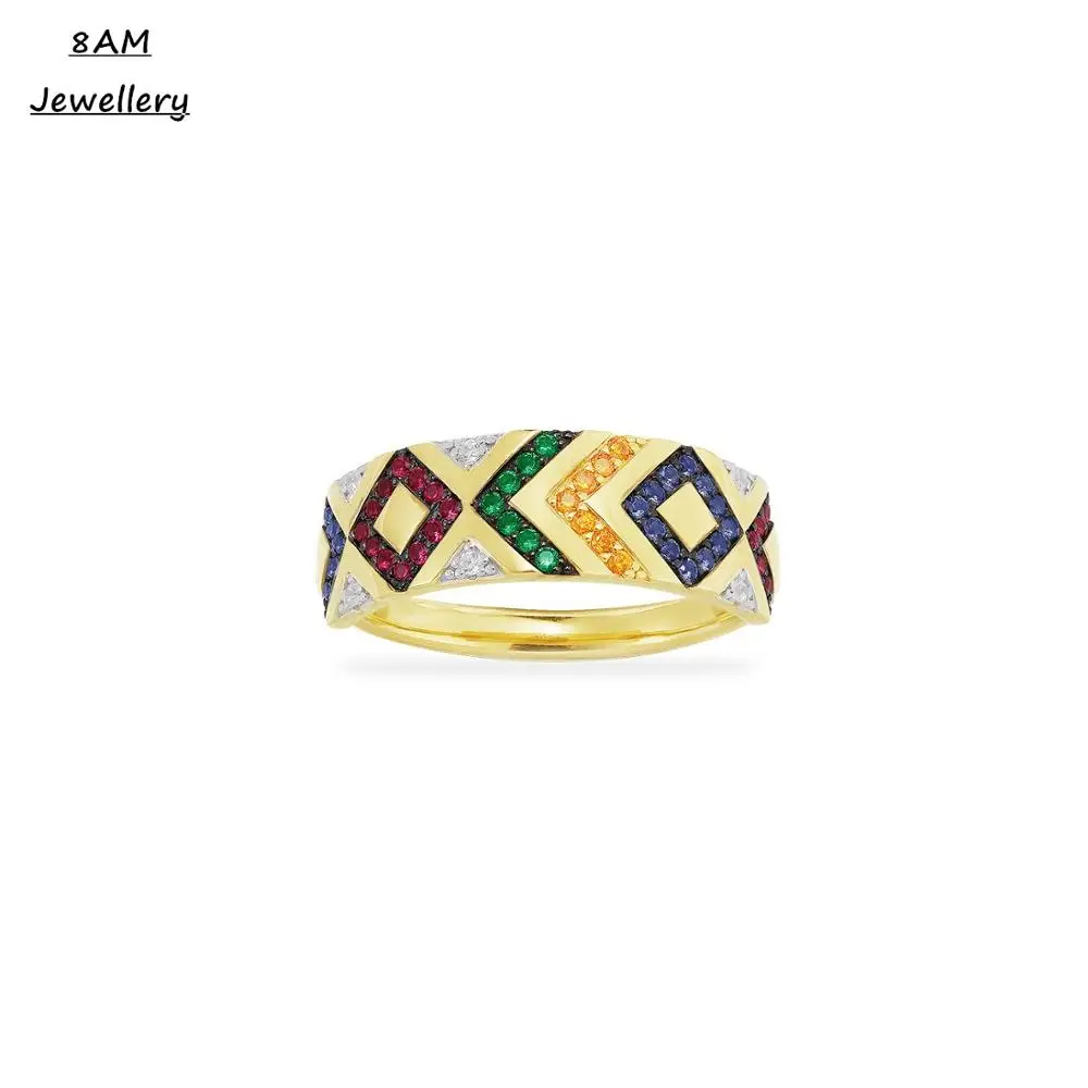 

Moroccan Style colorful geometric pattern tribal big ring female romantic passion fashion couple silver index finger ring