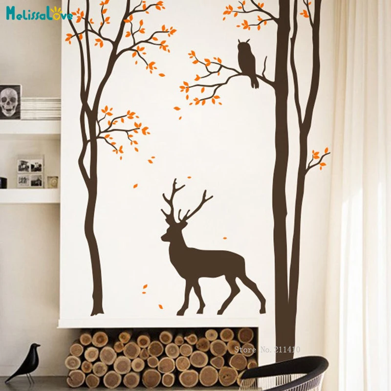 

Tall And Low Trees Wall Stickers Nursery Home Decor Living Room Custom Colors DIY With Kids Exercise Hands-on Ability YT3623
