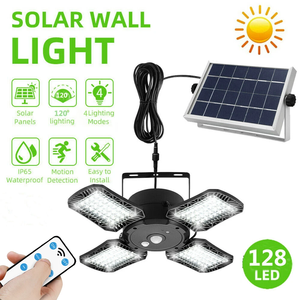 Remote Solar Pendant Light Outdoor Indoor Motion Sensor 128 Led/1000lm Ip65  Waterproof Recess Shed Mode For Garage Garden Porch - Solar Lamps -  AliExpress