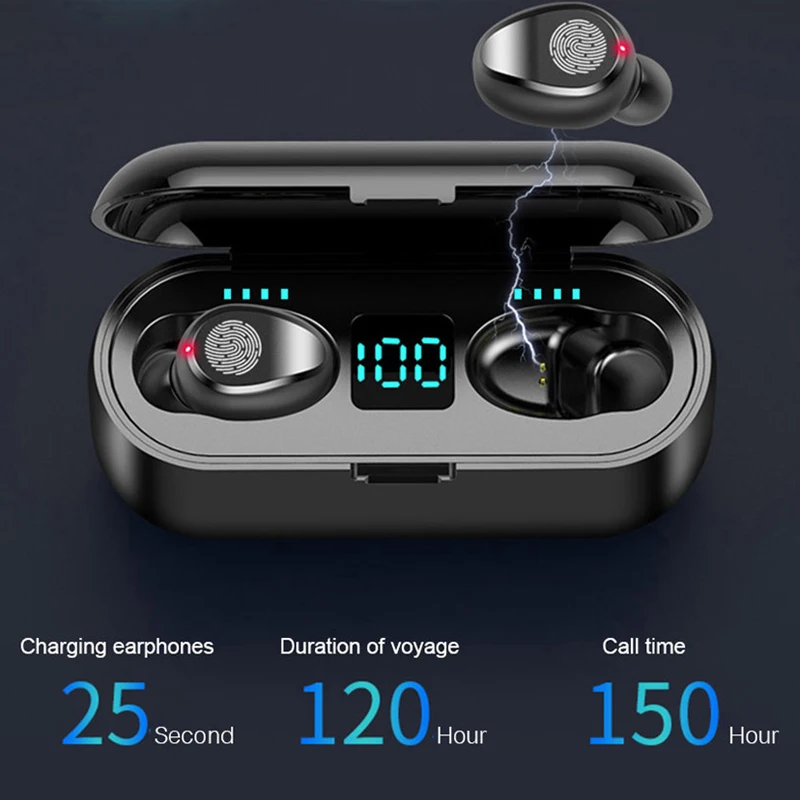 Беспроводные наушники PJD Bluetooth V5.0 F9 TWS беспроводные с зарядным боксом гарнитура