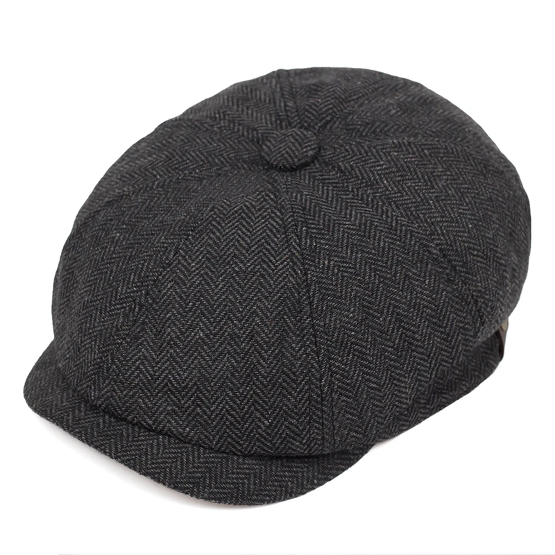 Retro Newsboy Caps Men Octagonal Hats Black British Painters Hats Autumn Winter Berets Herringbone Flat Caps Beret Hat Newsboy Cap Newsboy Hat Woolen Beret