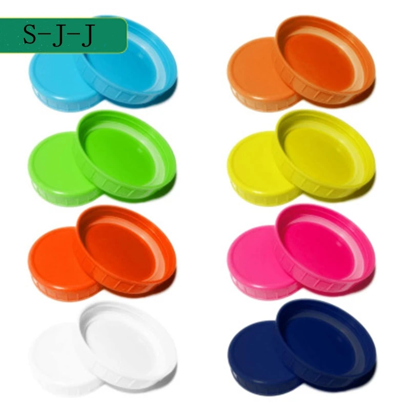 

5PC Pack Jar Lids Unlined Ribbed Plastic Cup Lid for Regular Mouth Mason Cannings Leakproof Storage Bottle Caps Cover Dropship