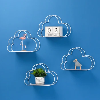 

Nordic Style Cloud Shape Wall Hanging Shelf Metal Wall Floating Shelf Storage Rack Figurines Display Crafts Shelves Home Decor