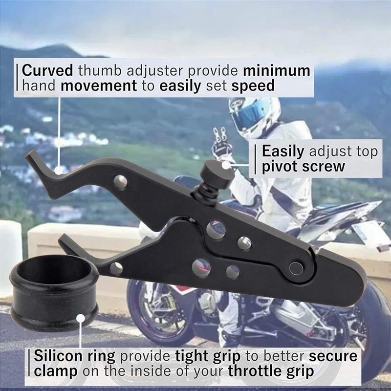 1x Universal Preto Motocicleta Cruise Control Acelerador Trava Auxiliar Retentor #