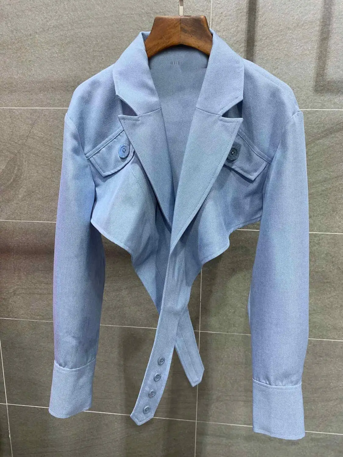 Модная новинка, Женская Повседневная укороченная куртка, пальто, женское высококачественное тонкое пальто, верхняя одежда, ddxzg2 - Цвет: Синий