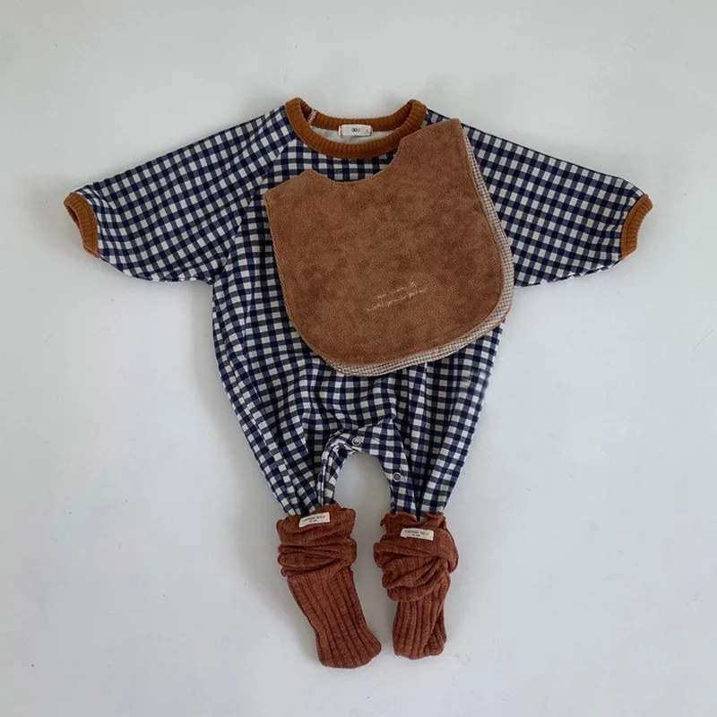 Baby Jumpsuit Cotton  2022 New Fashion Baby Girl Plaid Rompers Cute Newborn Long Sleeve Jumpsuit Infant Cotton Clothes Kids Boys Casual One Piece baby clothes cheap