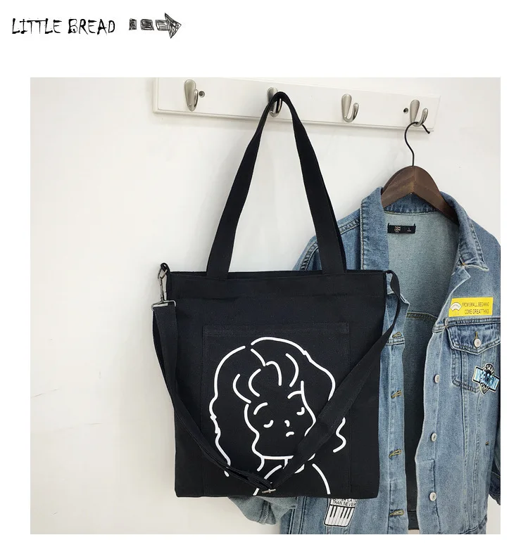 Корейский стиль Ulzzang Harajuku рюкзак из холщовой ткани с принтом женская сумка на плечо в японском стиле для колледжа Студенческая сумка на плечо