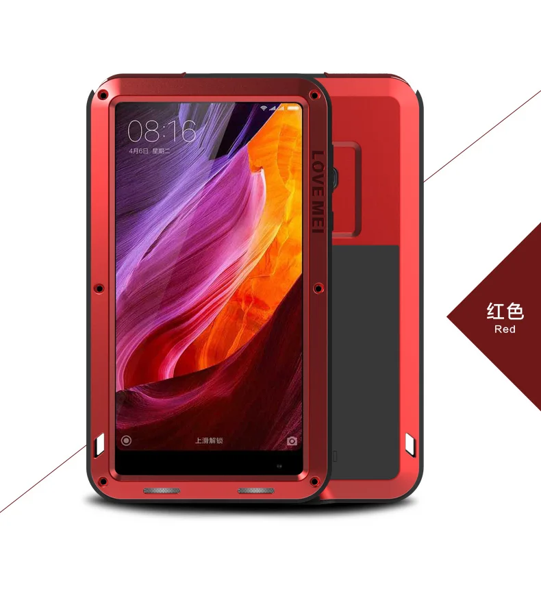 red case Алюминиевый металлический чехол LOVE MEI для Xiaomi mi x, мощный защитный противоударный водонепроницаемый чехол для Xiaomi mi x Capa Coque - Цвет: red case