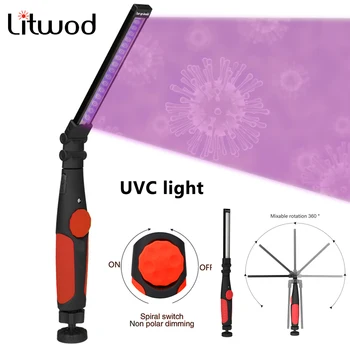 

UVC Sterilization Lamp Rotated Foldable COB Led Flashlight Built in Battery Torch USB Rechargeable Work Light Magnetic Lantern