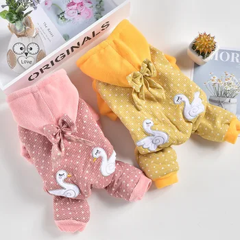 

Autumn and Winter Warm Pet Dog Clothes with Little Swan Animals Printed Small Size Dog Thick Dog Clothes Costumes for Dogs