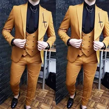 

3 Pieces Men Suits Formal Business Custom Made High Quality Blazer+Vest+Pant Wedding Tuexdos Daily Prom Party Suit Sets