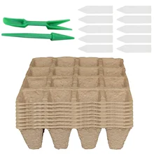 

8pcs 16Grids Seedlings Starter Trays with Labels Biodegradable Peat Pots Eco-friendly Plant Starting Pots for Garden Greenhouse