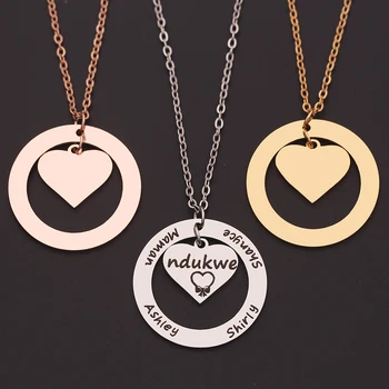 

Custom Fashion Stainless Steel Necklace Name Personality Letter Necklace Heart Pendant Necklace Label Gift