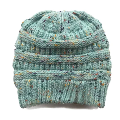 SKY blue colors Зимняя брендовая теплая шапка «конский хвост», женская шапка, мягкие вязаные зимние шапки бини для женщин, теплая шапка-булочка, зимняя шапка с биркой - Цвет: SKY blue colors