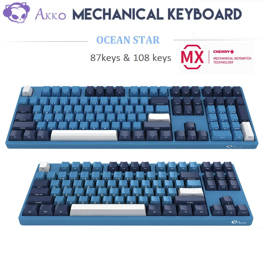  AKKO Ocean Star Game Mechanical Keyboard 87 Keys 108 Keys Cherry MX Switch Side Letter USB Wired Co