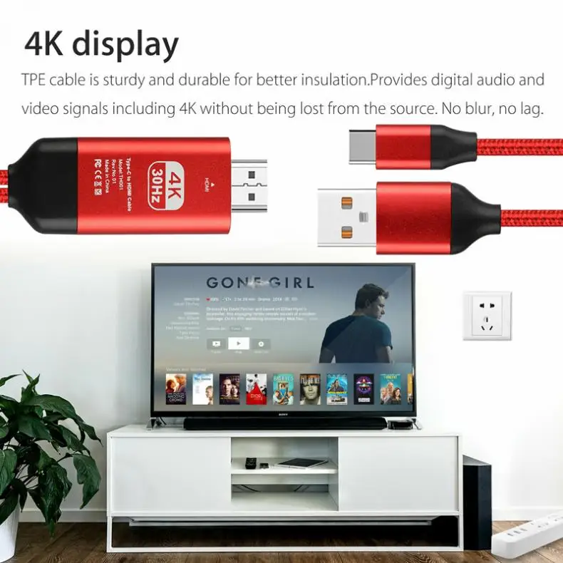 2 M/6.6Ft 30HZ TypeC к HDMI HDTV 4K кабель адаптер подходит для samsung Galaxy S10/S9/Note 9